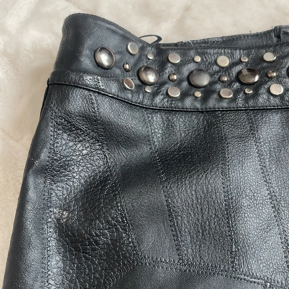 bebe Black Studded Faux Leather Mini Skirt